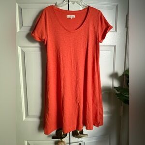 Lou & Grey Orange Tshirt Casual Dress Sz S Colorful Beach Preppy Cozy Travel